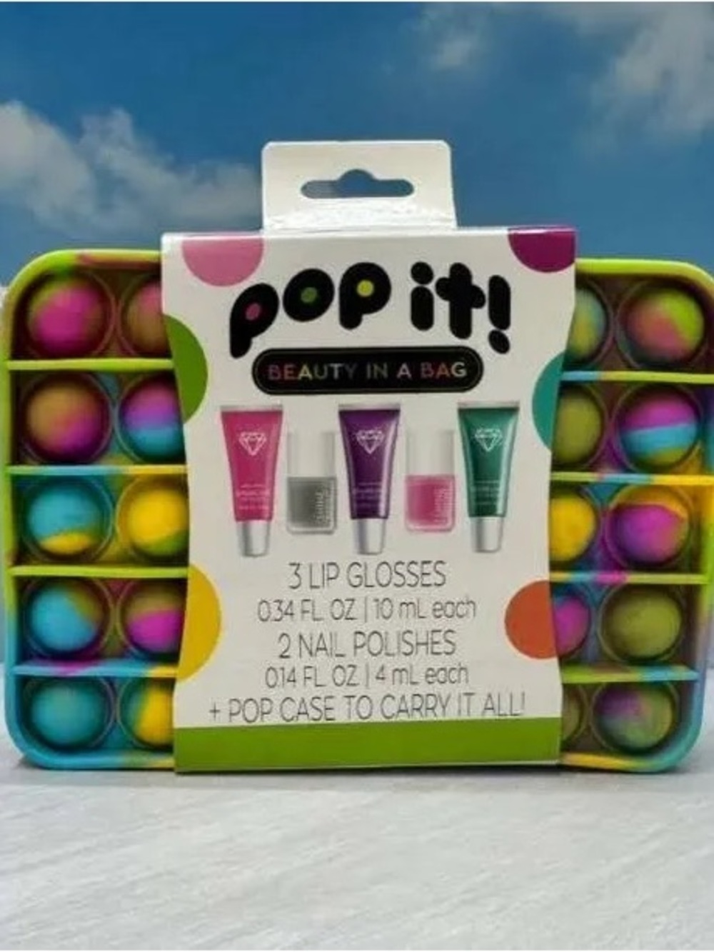 POP Fit Kids Lip Gloss & Nail Polish Set with Rainbow Pop Case